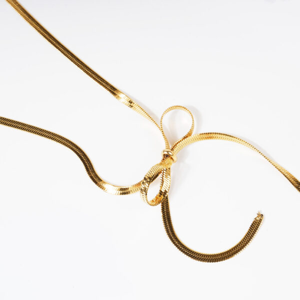 Endless Night Necklace: Gold-Plated Stainless Steel Chain with Bow