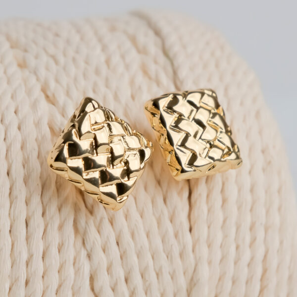 Textured Square Gold Earrings