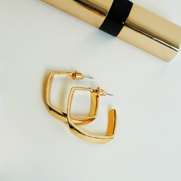 Sculpted Square Gold Hoop Earrings