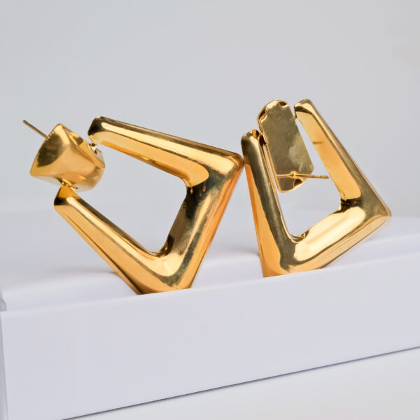 Trapezoid Drop Hoop Earrings
