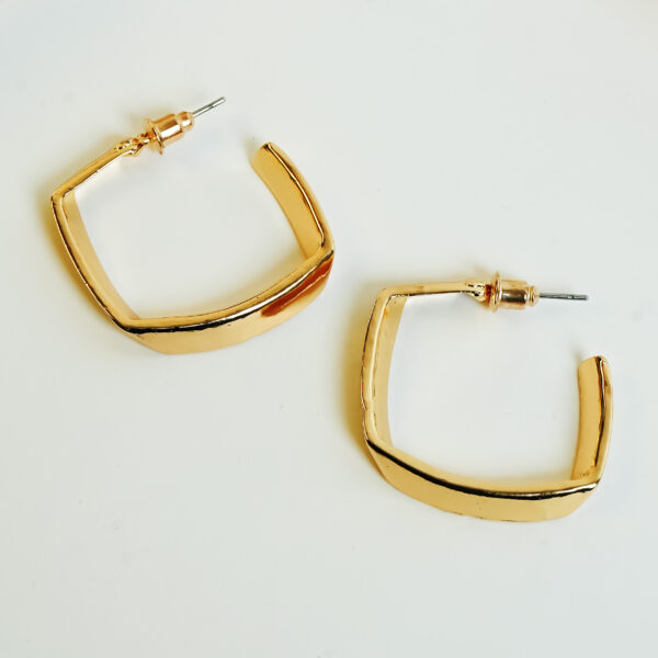 Sculpted Square Gold Hoop Earrings