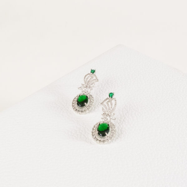 Emerald Zircon Beaded Drop Earrings