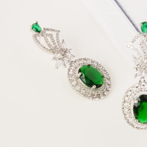 Emerald Zircon Beaded Drop Earrings