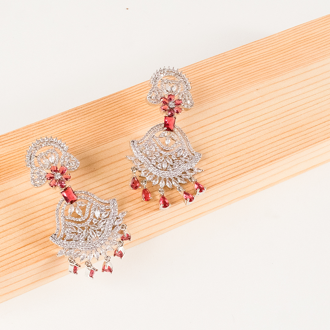 Bellissima Crimson Drop Danglers