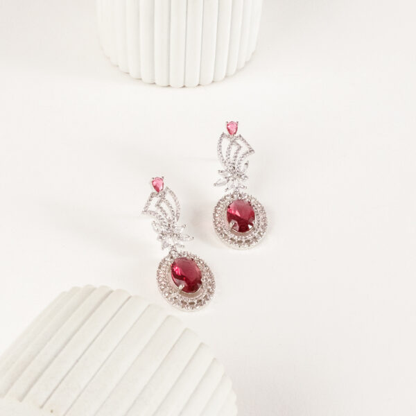 Crimson Stone Zircon Drop Earrings