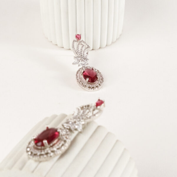 Crimson Stone Zircon Drop Earrings