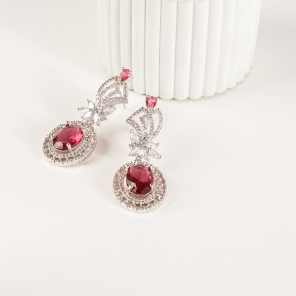 Crimson Stone Zircon Drop Earrings