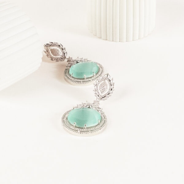 Jade Drop Zircon Earrings