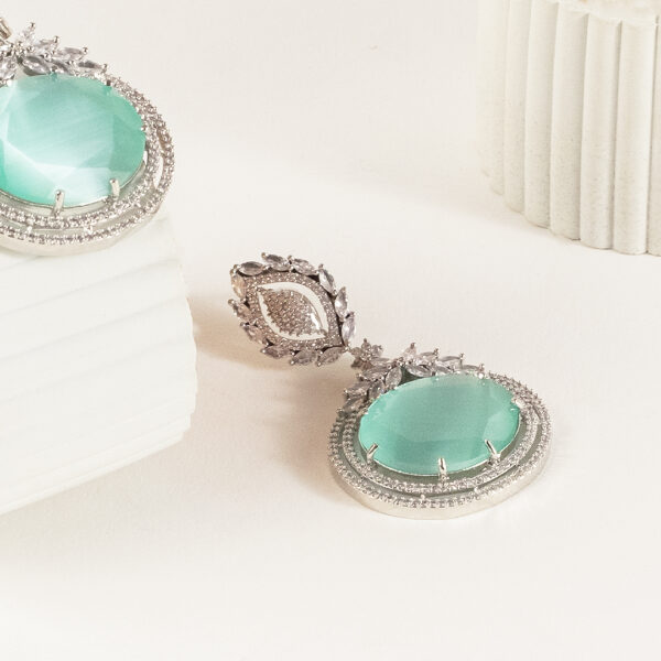 Jade Drop Zircon Earrings
