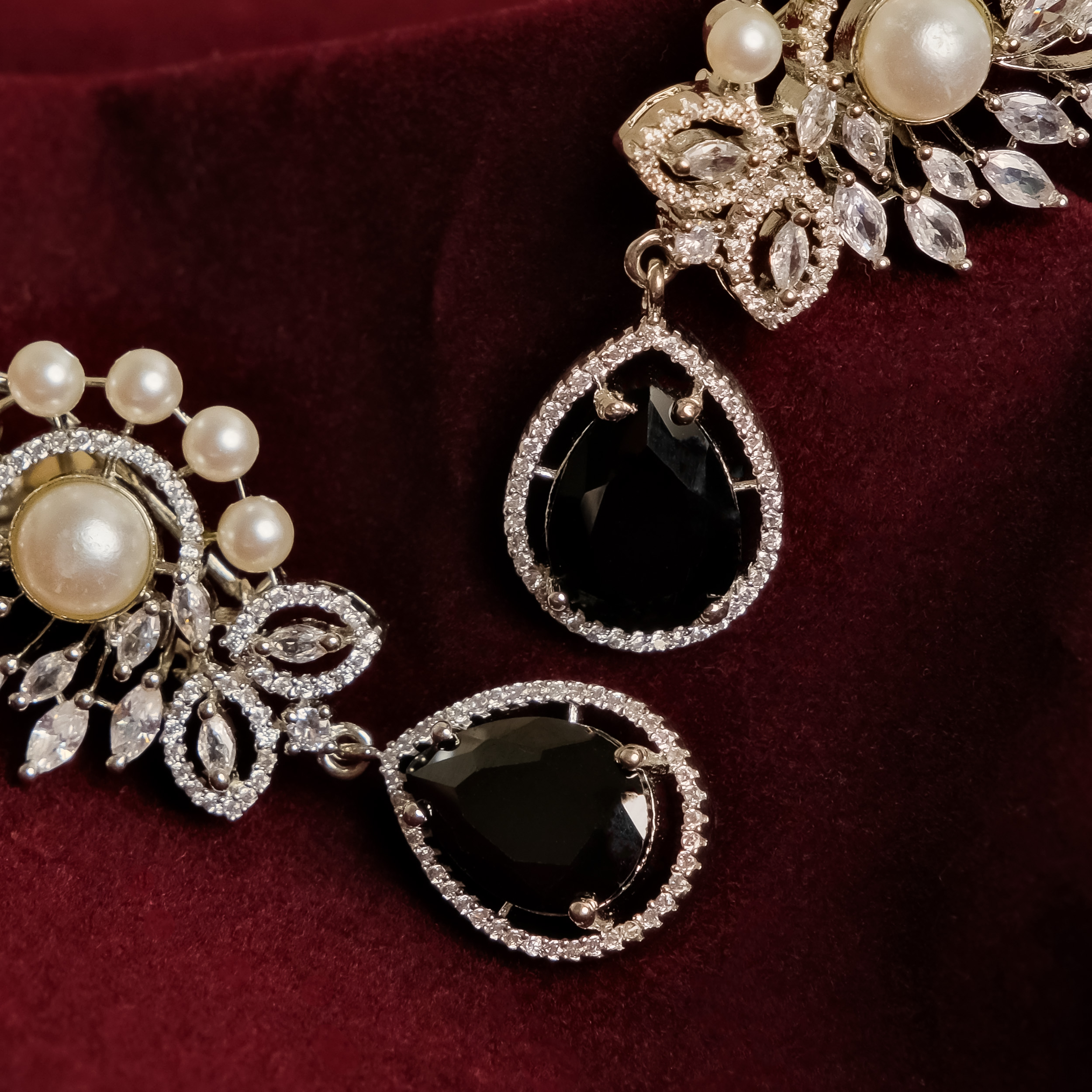 Midnight Pearl And Onyx Drop Earrings