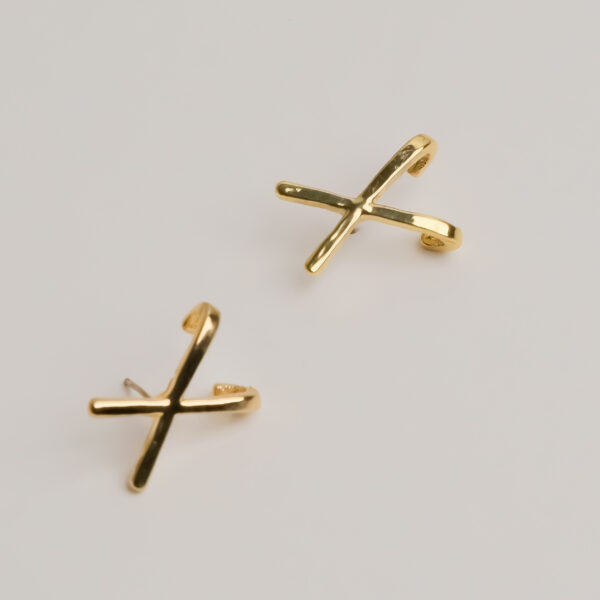 Cross Hugger Gold Studs