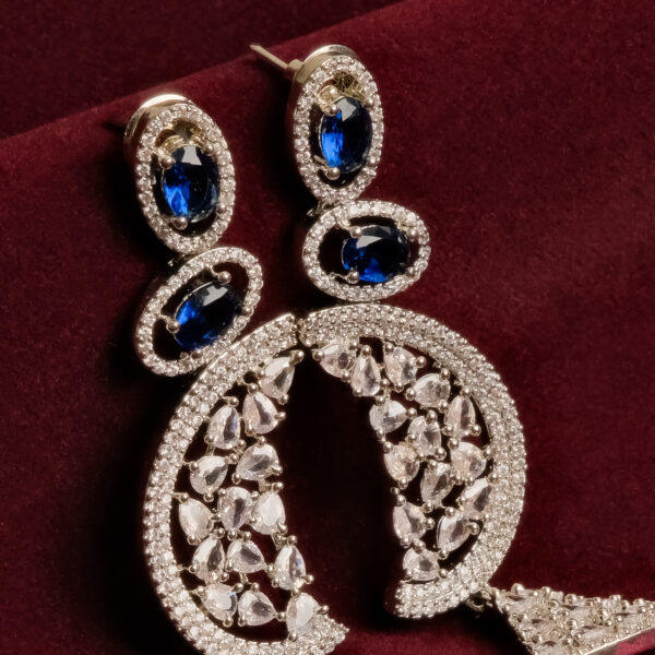 Crescent Moon Sapphire Drop Down Earring