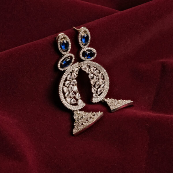 Crescent Moon Sapphire Drop Down Earring