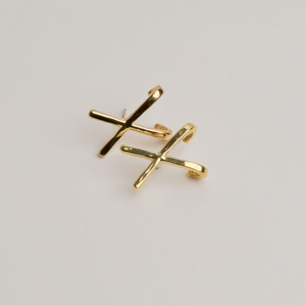 Cross Hugger Gold Studs
