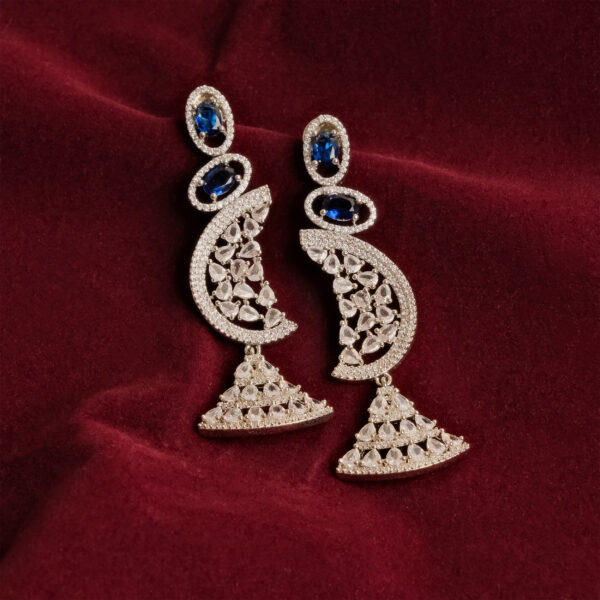 Crescent Moon Sapphire Drop Down Earring