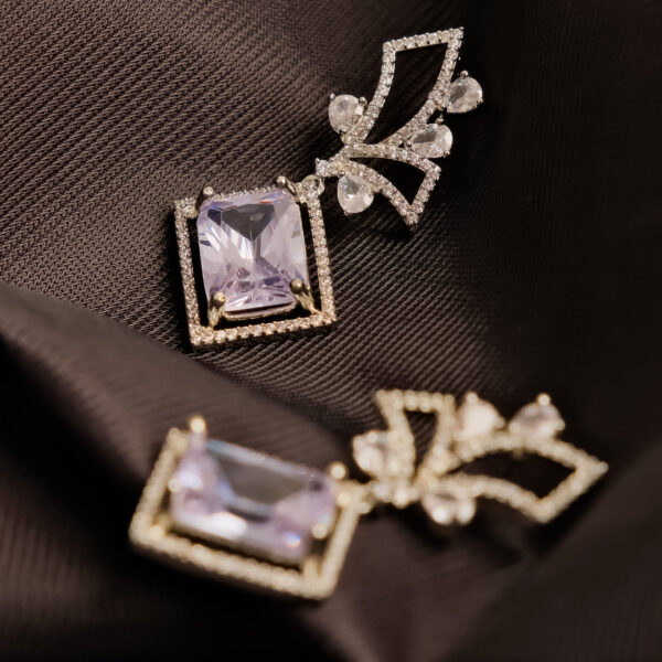 Royal Amethyst Diamante Drop Earrings